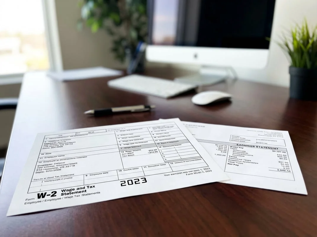 W-2 tax form and official employment documents showing professional dog walker salaried employment status